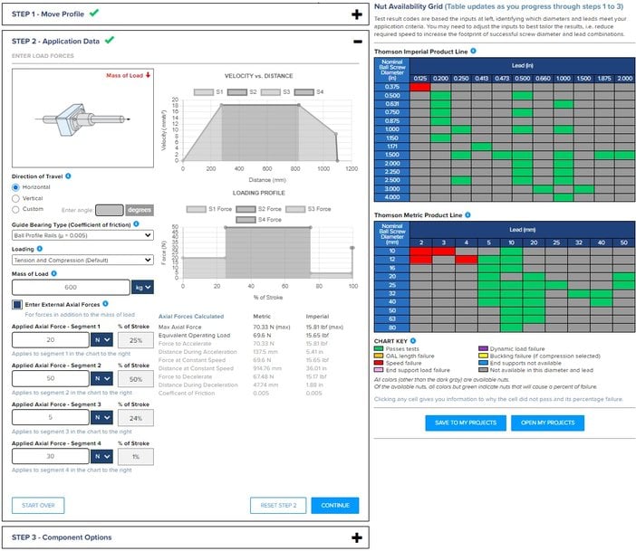 OPTIMISED ONLINE BALL SCREW SIZING AND SELECTION WITH NEW THOMSON APPLICATON-BASED TOOL